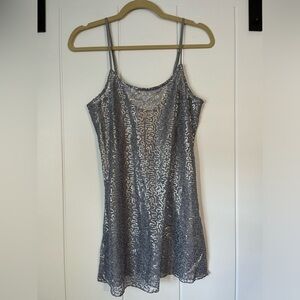 Belle Du Jour Gray Sheer Sequined Spaghetti strap top